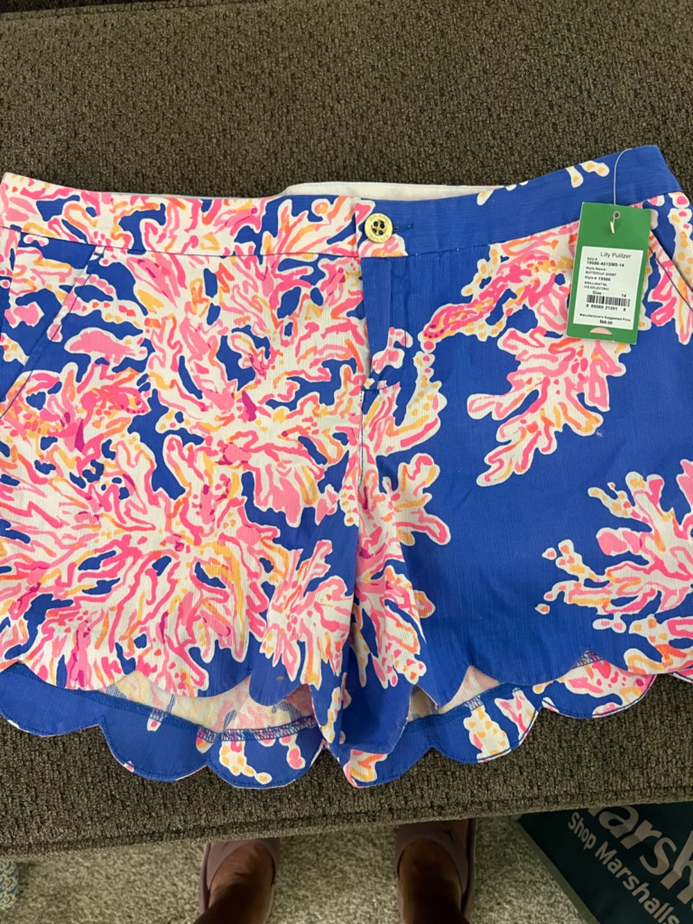 NWT Lilly Pulitzer Blue, Pink and Coral Abstract Floral Top sz 14